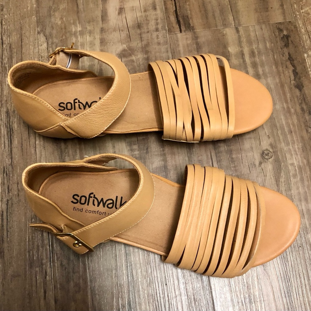 SoftWalk Women's Tan Woven Strap Comfort Sandals